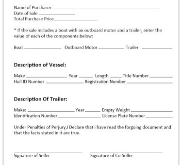 Trailer Bill of Sale Form